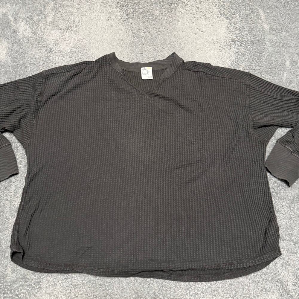 OFFLINE By Aerie Shirt Womens XXL Wow Waffle Notch Neck Gray Oversized